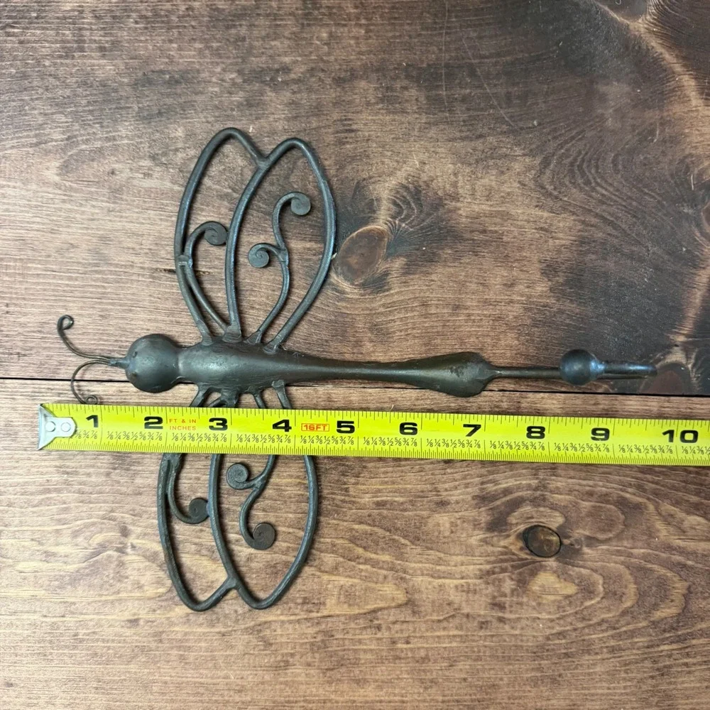 Vintage Rustic Cast Iron Dragonfly Wall Hook Decorative Metal Hanger Bronze
